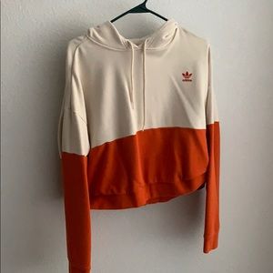Adidas Colorblock Orange Cropped Hoodie